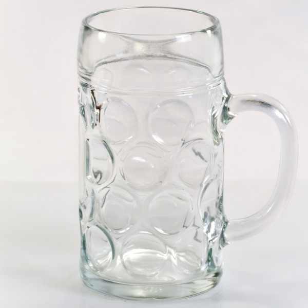 1,0 Liter Werbefreier Maßkrug Bierseidel aus Glas