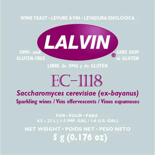 Lalvin EC-1118 Wein- und Ciderhefe 5 g trocken