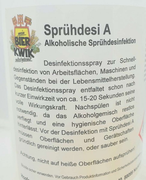 Bier-Kwik® - Sprühdesi A - Alkoholische Sprühdesinfektion inkl. Sprühkopf
