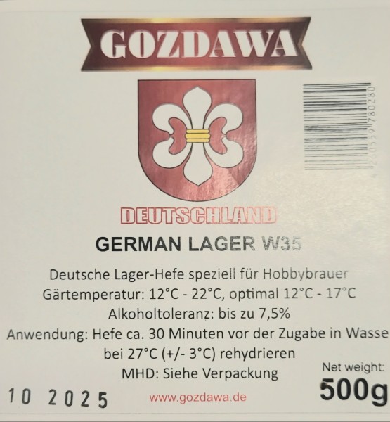 GOZDAWA German Lager W35 (GLW35) - untergärige Trockenhefe 500g