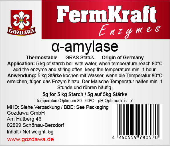 FermKraft Enzymes - Alpha Amylase (Speichel-Amylase) 5g